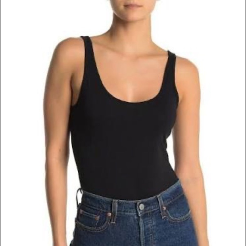 ABOUND Double Scoop Tank Bodysuit: Black